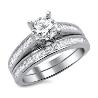 Noori 14k White Gold 1 1/2ct Round Princess Cut Diamond Engagement