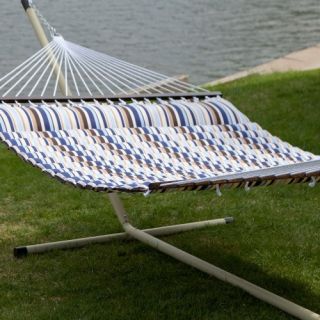 Island Bay 13 ft. Seaside Pillow Top Quilted Hammock with Stand   Hammock and Stand Sets