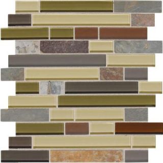 Daltile Slate Radiance Cactus 11 3/4 in. x 12 1/2 in. x 8 mm Glass and Stone Random Mosaic Blend Wall Tile SA571RANDMS1P