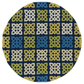 Fiesta Moroccan Round Blue Indoor/ Outdoor Rug (79)