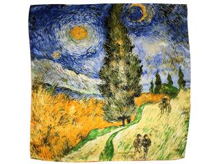Van Gogh's "Irises" 100% Satin Charmeuse Silk Scarf