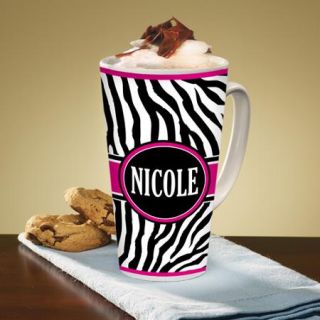 Personalized Zebra Latte Mug, Pink