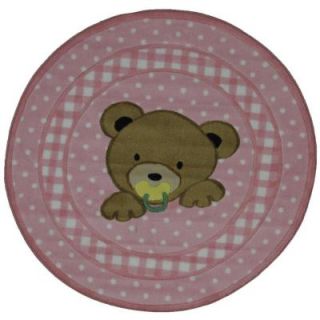 LA Rug Supreme Teddy Center Pink 3 ft. 3 in. Round Area Rug TSC 238 39RD