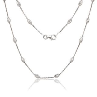 La Preciosa Tri color Sterling Silver Diamond cut Oval Moon Bead Chain
