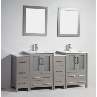 Legion Furniture 72 Double Solid Wood Bathroom Vanity Set with Mirror