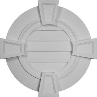 Ekena Millwork 2 1/4 in. x 30 in. x 30 in. Functional Round Gable Vent with Keystones GVRO30TFK