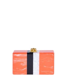 Edie Parker Jean Vintage Stripe Clutch Bag, Obsidian/Sand