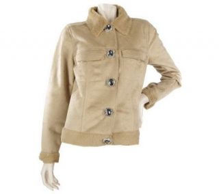 Chit Chat Faux Shearling & Suede Jacket w/Rhinestone Buttons   A84704 —