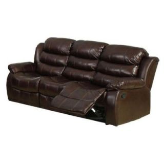 Furniture of America Berkshire Leather Like Fabric Sofa in Dark Brown CM6551 S