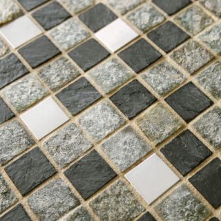 EliteTile Abbey 0.875 x 0.875 Natural Stone and Metal Mosaic Tile in