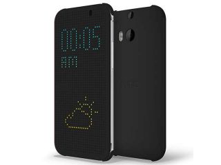 HTC Dot View Case for HTC One M8   Warm Black/Dark Gray