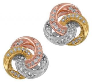 Diamond Knot Stud Earrings, 1/5 cttw, Tri Color, by Affinity   J339383 —