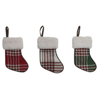 Mini Stocking with Sherpa Cuff Red/Green/Ivory 8