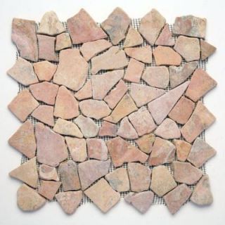 Solistone Indonesian Sumatra Red 12 in. x 12 in. x 6.35 mm Natural Stone Pebble Mesh Mounted Mosaic Tile (10 sq. ft. / case) 6003