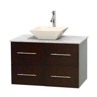 Wyndham Collection Centra 36 in. Vanity in Espresso with Marble Vanity Top in Carrara White and Bone Porcelain Sink WCVW00936SESCMD2BMXX