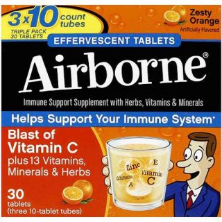 Airborne Effervescent Tablets, Orange, 30 Count