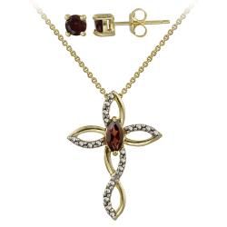 Glitzy Rocks Gold over Silver Garnet/ Diamond Accent Infinity Jewelry