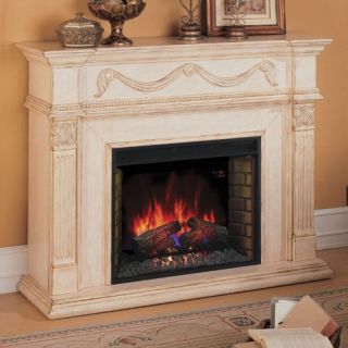 Classic Flame Gossamer Infrared Fireplace Mantel   Anitque Ivory   Fireplaces