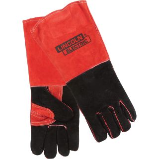 Lincoln Electric Industrial Welding Gloves — Leather, Red and Black, One Size Fits Most, Pair, Model# KH643  Welding Gloves