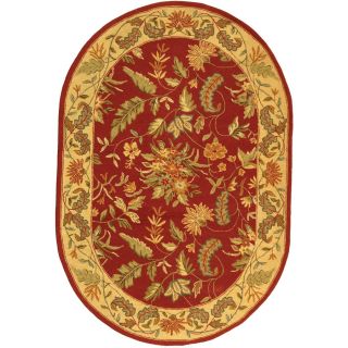 Safavieh Chelsea Red Oval Indoor Hand Hooked Area Rug (Common 4 x 6; Actual 54 in W x 78 in L x 0.42 ft Dia)