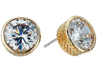 Cole Haan Round CZ Stud Earrings Gold/Crystal