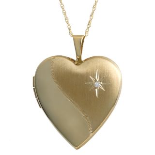 Fremada 10k Yellow Gold Diamond Accent Satin Finish Heart Locket