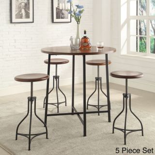 36 inch Round Lakeland Bar Table with Adjustable Wood Top Stool Set