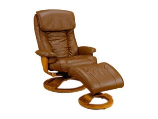 Mac Motion Chairs 819 Saddle Brown Leather Swivel, Recliner with Ottoman  Recliners
