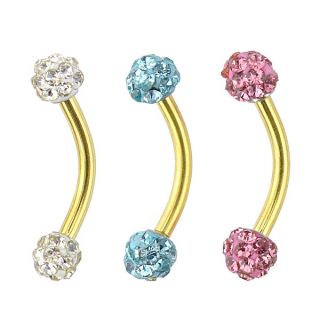 Supreme Jewelry Anodized Gold Eyebrow Ring with Multi stone Value Pack