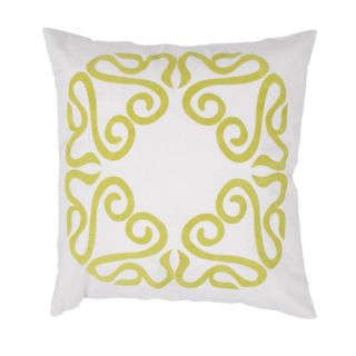 Contemporary Cotton Ivory/ Green Square Pillows (Set of 2)   15048068