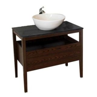 Bellaterra Home Clifford 36 in. W Single Vanity in Dark Walnut with Granite Vanity Top in Black 804357