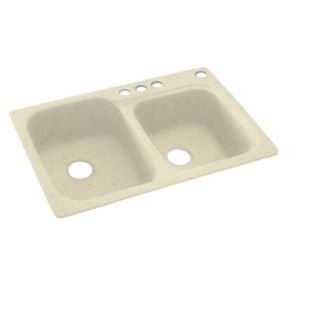 Swanstone 33 in x 22 in Caraway Seed Double Basin Composite Drop In 4 Hole Residential Kitchen Sink