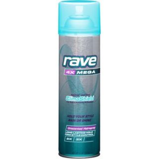 Rave 4x Mega Unscented Aerosol Hairspray, 11 oz