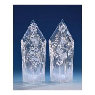 Pack of 2 Icy Crystal Illuminated Religious Nativity Set Figurines 9.5"