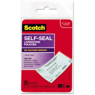 Scotch Self Sealing Laminating Pouches, Business Card Size, 25pk
