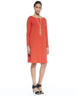 Eileen Fisher Long Sleeve A line Jersey Dress, Petite