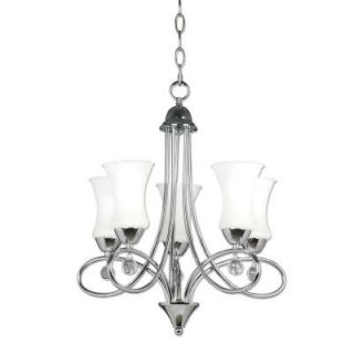 Lola Collection 5 Light Chrome Bowl Pendant with Frosted White Glass 23100 H5