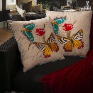 Home Loft Concepts Charlotte 18'' Embroidered Butterfly Pillows (Set of 2)