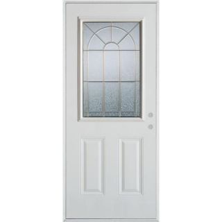 Stanley Doors 32 in. x 80 in. Geometric Zinc 1/2 Lite 2 Panel Prefinished White Left Hand Inswing Steel Prehung Front Door 1038S S 32 L Z