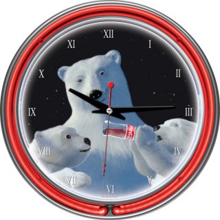 Coca Cola Polar Bear with Cubs Neon Clock   15116822  