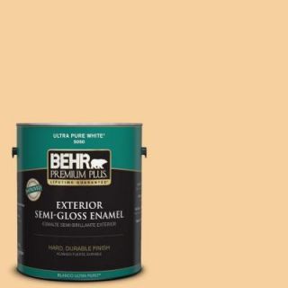 BEHR Premium Plus 1 gal. #320C 3 Honey Butter Semi Gloss Enamel Exterior Paint 540001