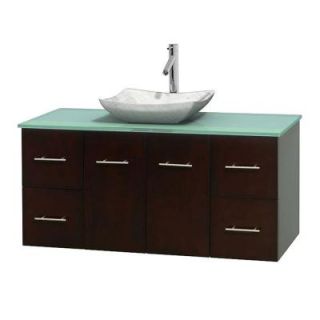 Wyndham Collection Centra 48 in. Vanity in Espresso with Glass Vanity Top in Green and Carrara Sink WCVW00948SESGGGS3MXX