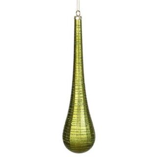 Olive Matte with Glitter Stripes Christmas Tear Drop Ornament 16.5"