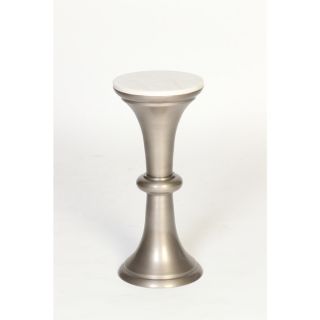 White Marble Top Hourglass Aluminum Accent Table   16437693