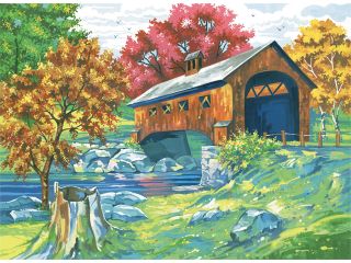 Paint By Number Kit 12"X16" Covered Bridge