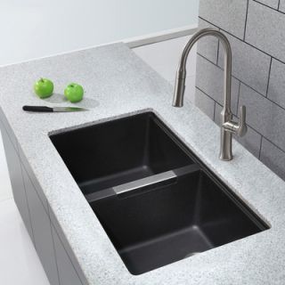 33 x 18.94 Undermount 50/50 Double Bowl Granite Kitchen Sink by