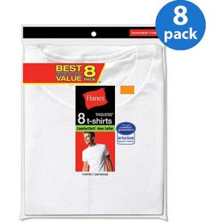 Hanes Men's Value 8 Pack White Crew T Shirt