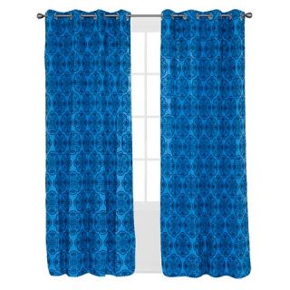 Home Dana Flocked Curtain Panel   84   Blue