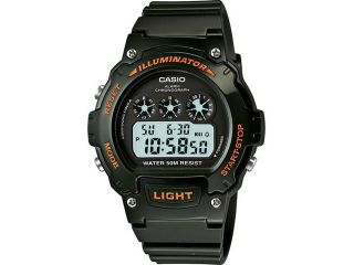 Casio #W214HC 3AV Men's Green Chronograph Alarm LCD Digital Sports Watch
