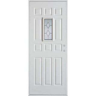 Stanley Doors 36 in. x 80 in. Geometric Zinc Rectangular Lite 12 Panel Prefinished White Left Hand Inswing Steel Prehung Front Door 1102T T12 36 L Z